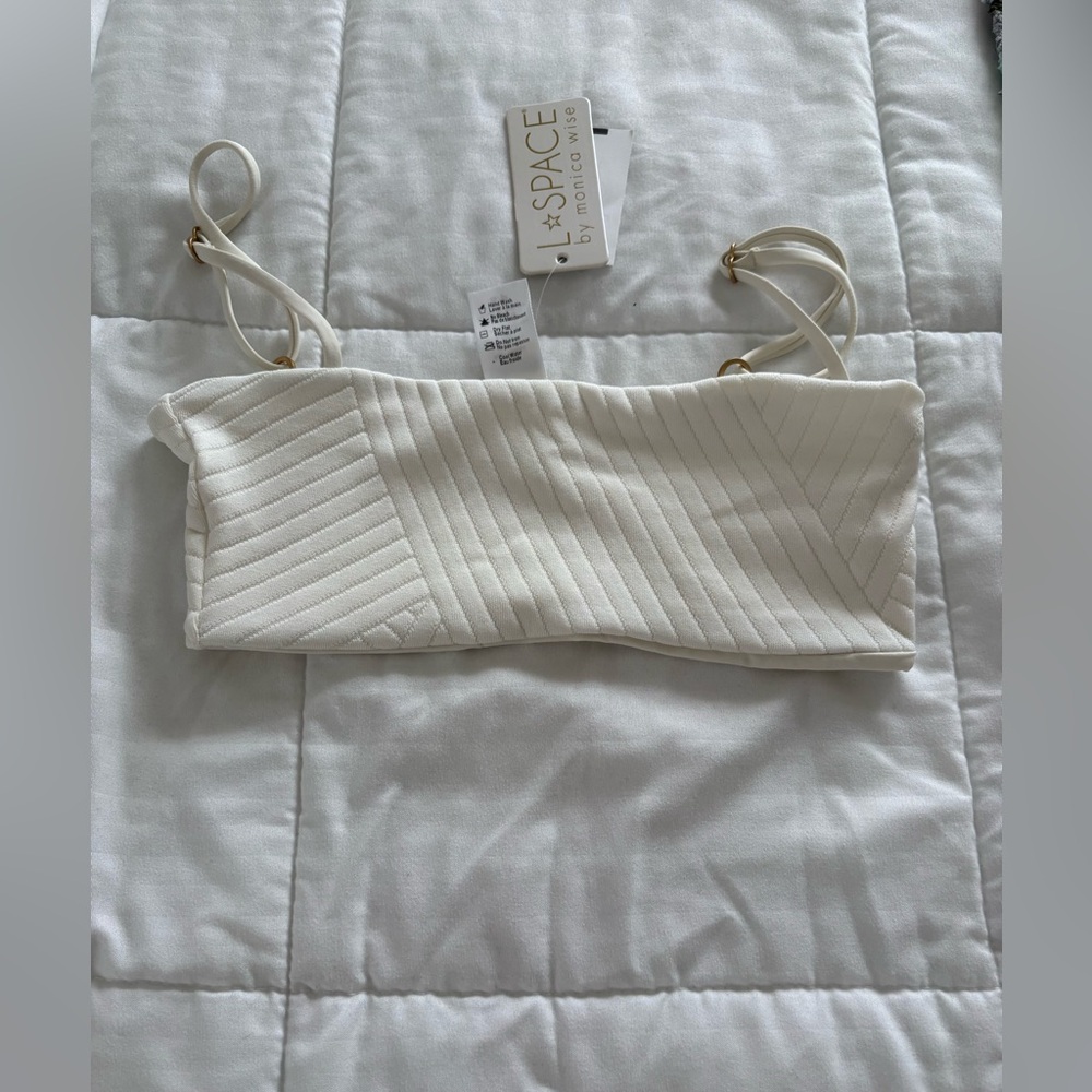 L*Space Cream Quilted Bralette bathing suit top